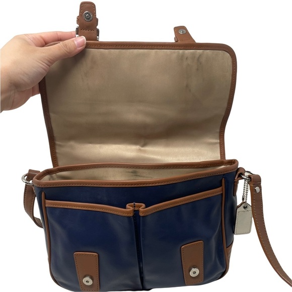 Coach Park Color Block Leather Crossbody Messenger Bag Coastal Nautical - Picture 7 of 13